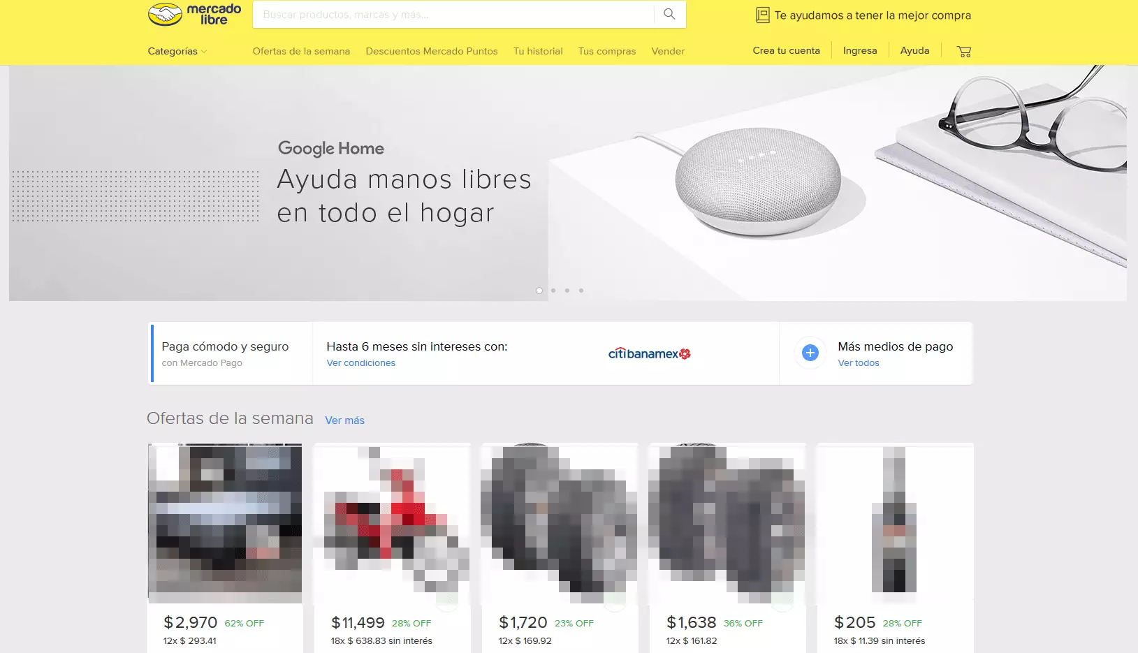 Imagen: Página de inicio de MercadoLibre México
