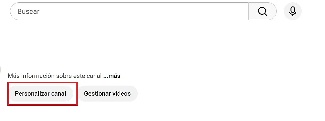 Botón “Personalizar canal” en el menú del canal de YouTube Imagen: Botón “Personalizar canal” en el menú del canal de YouTube