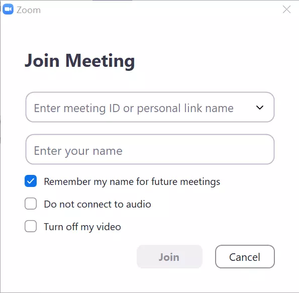 Imagen: Software de escritorio con opción de unirse a una reunión de Zoom
