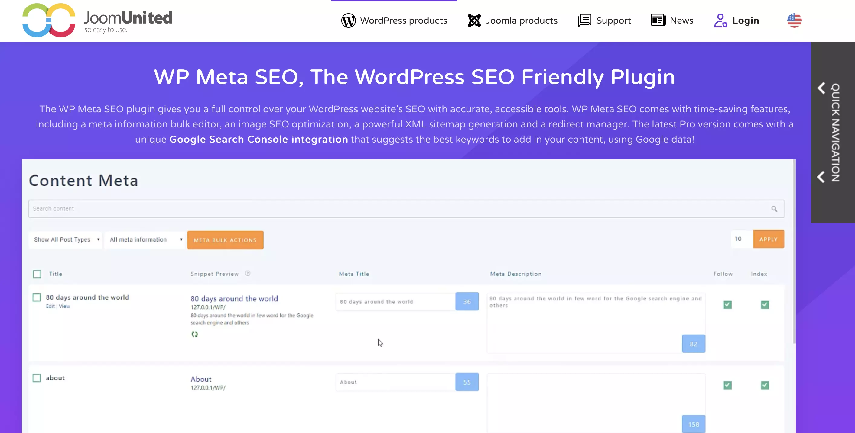 Página web del plugin WP Meta SEO Imagen: Página web del plugin WP Meta SEO