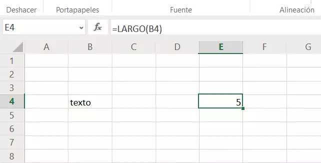 Imagen: Función LARGO de Excel: contar caracteres 