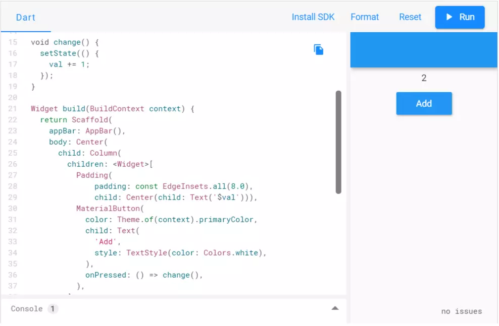 Imagen: Ejemplo de Flutter en el navegador