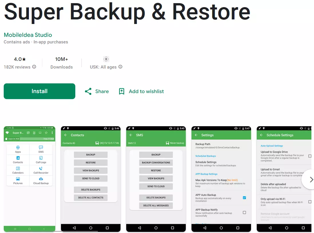 Imagen: Capturas de pantalla de Super Backup