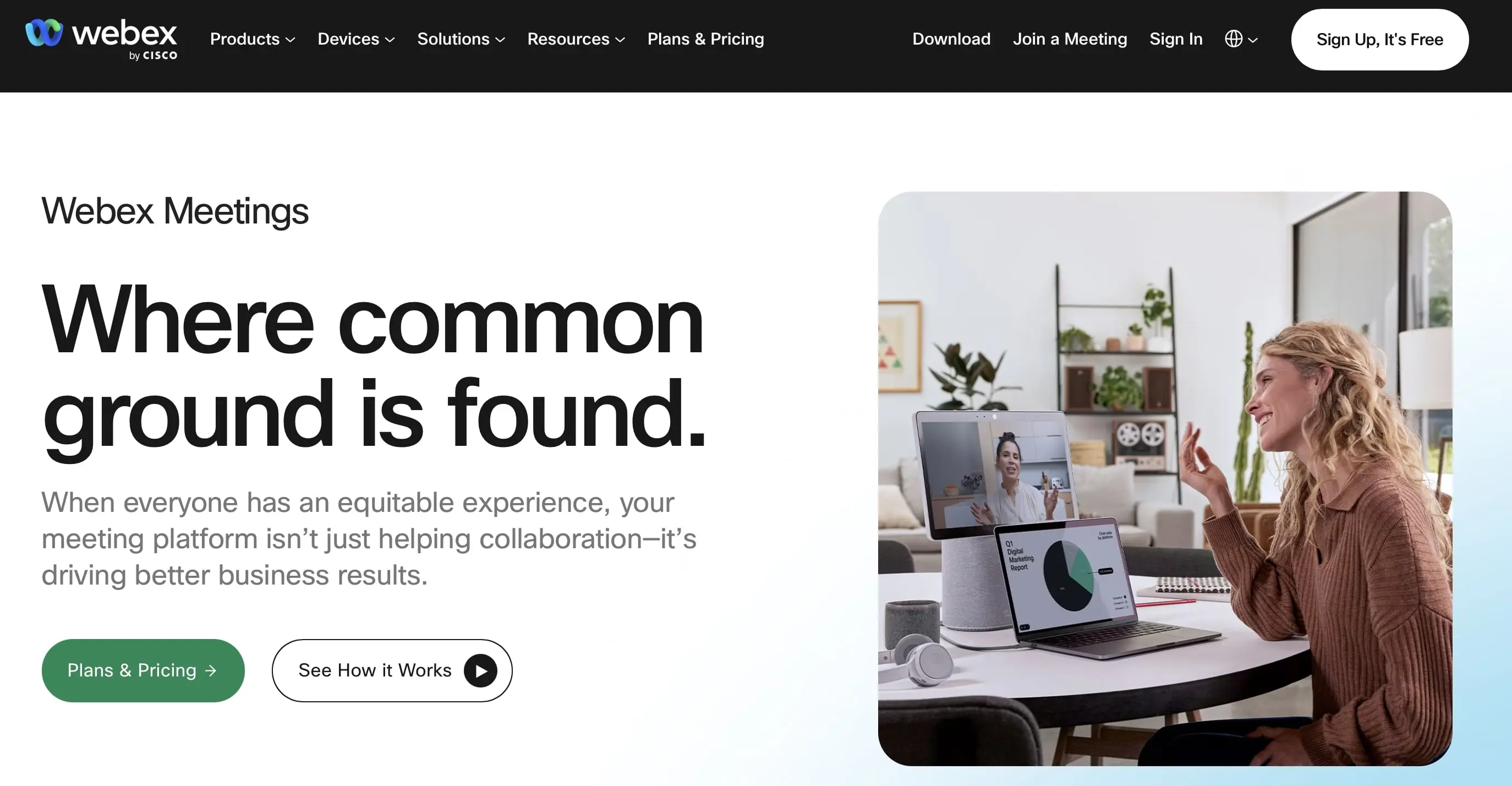 Imagen: Captura de pantalla de la página web de Webex
