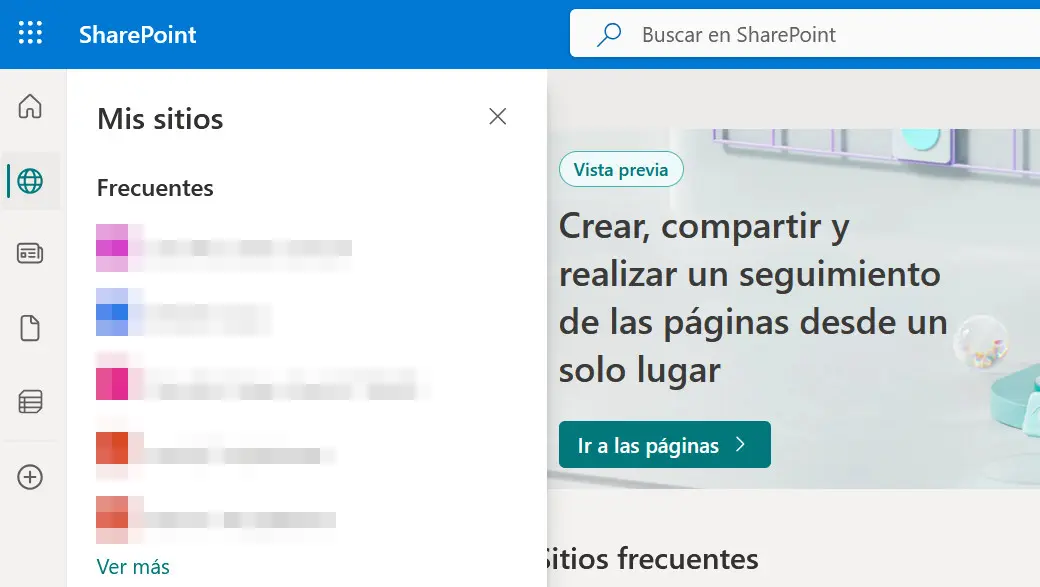 Captura de pantalla de SharePoint Imagen: Captura de pantalla de SharePoint