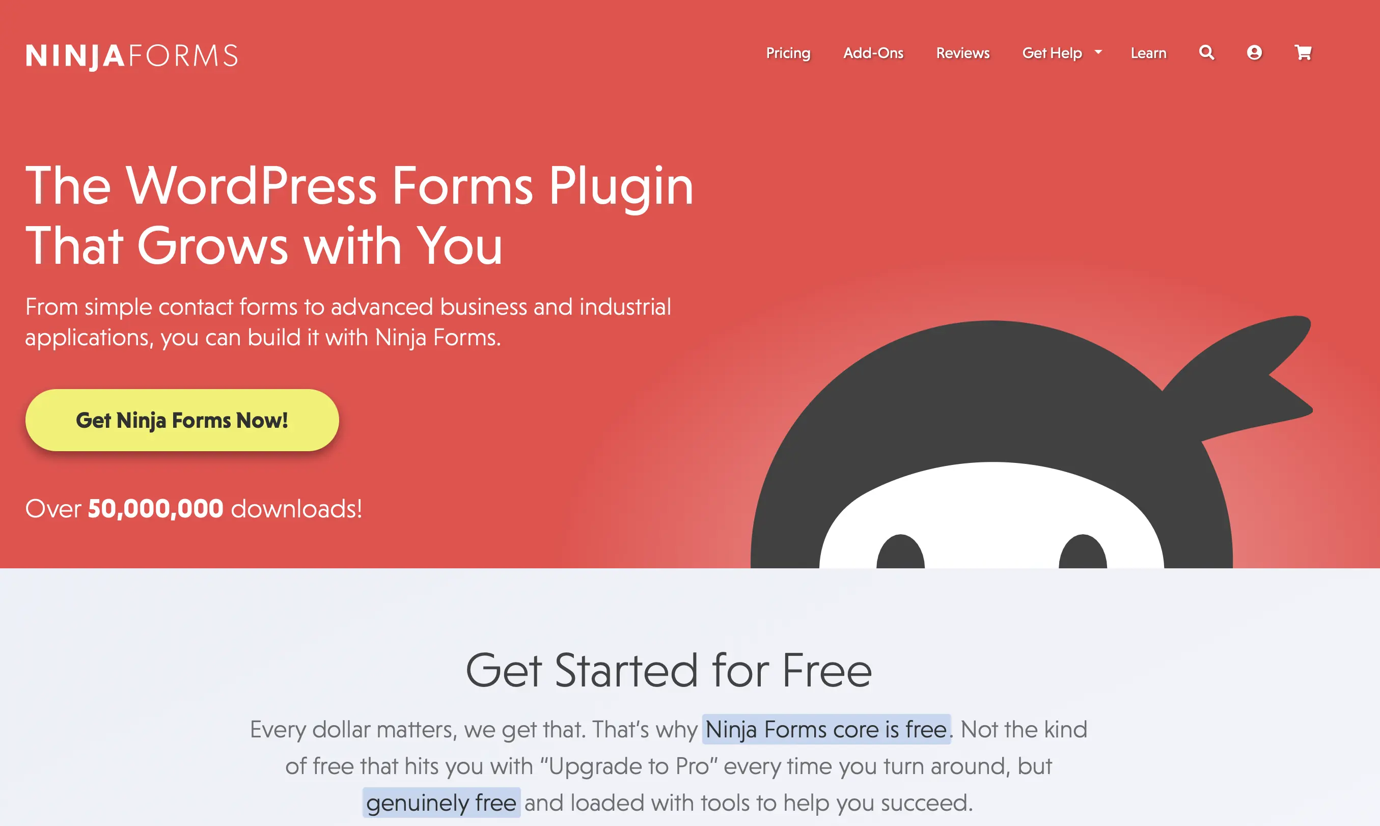 Imagen: Página de inicio del plugin para WordPress Ninja Forms