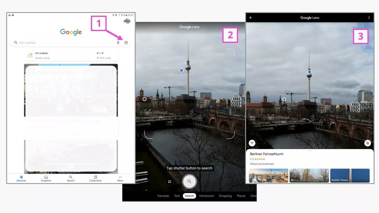Imagen: Búsqueda inversa de imágenes: abrir Imágenes de Google en un dispositivo Android