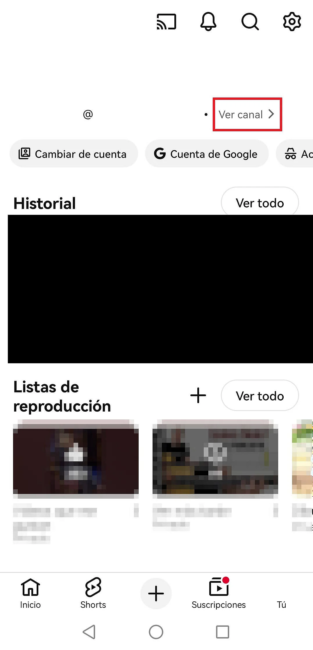 App de YouTube: “Ver canal” Imagen: App de YouTube: “Ver canal”
