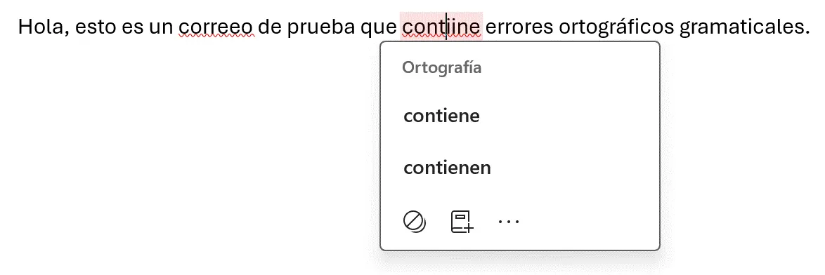 Haz clic con el botón derecho para mostrar la ortografía correcta Imagen: Haz clic con el botón derecho para mostrar la ortografía correcta