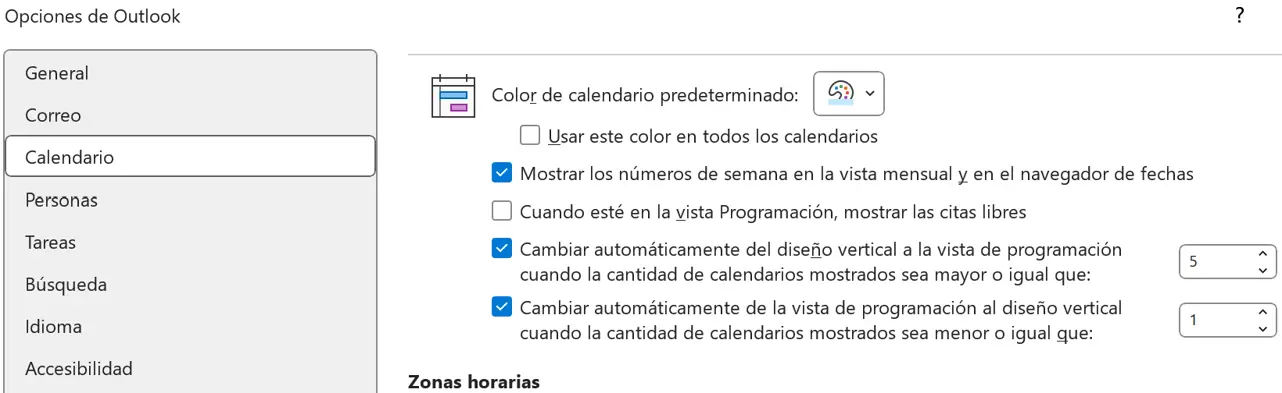 Outlook: configuración de calendario Imagen: Outlook: configuración de calendario