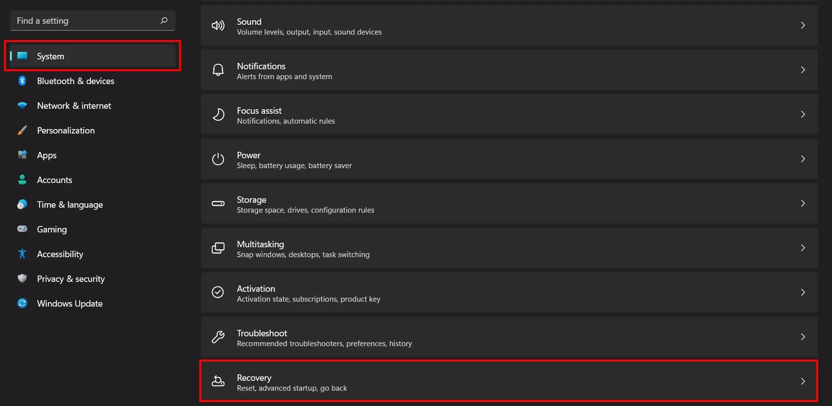 Imagen: Entrada “Restauración” de la Configuración de Windows 11
