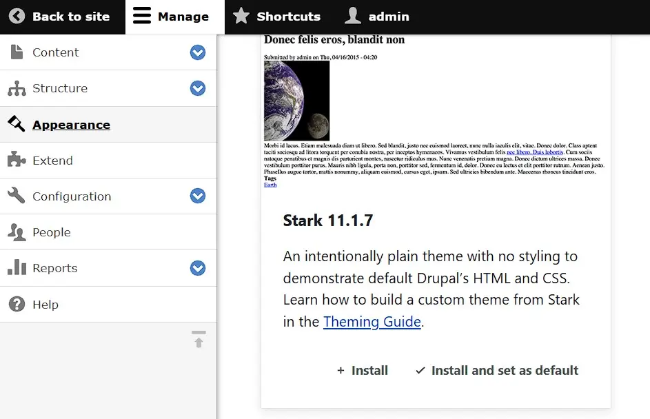 Menú “Appearance” en Drupal Imagen: Menú “Appearance” en Drupal