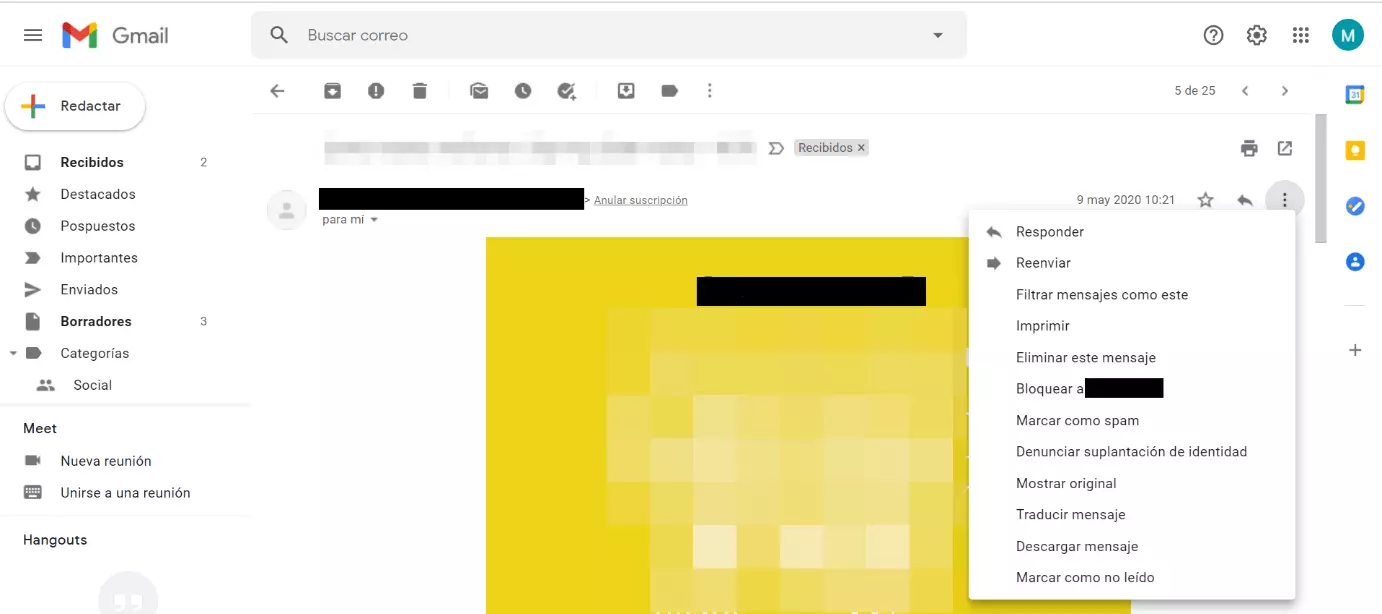 Imagen: Gmail: el menú con tres puntos en tu buzón de correo