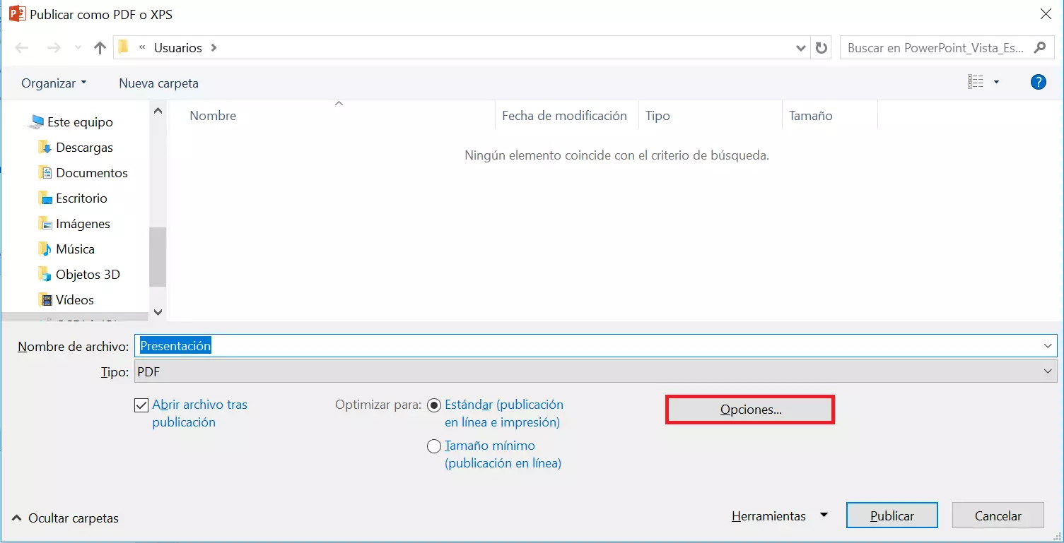 Imagen: Guardar PowerPoint en PDF: cuarto paso