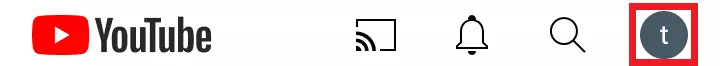 Imagen: Aplicación de YouTube: icono del perfil en la barra de menús