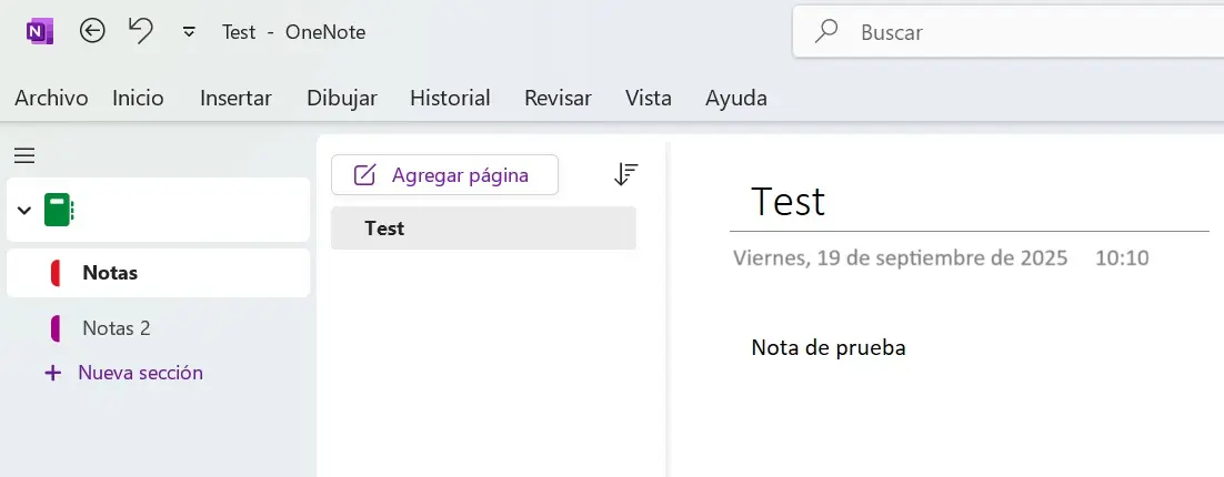 Captura de pantalla de OneNote Imagen: Captura de pantalla de OneNote