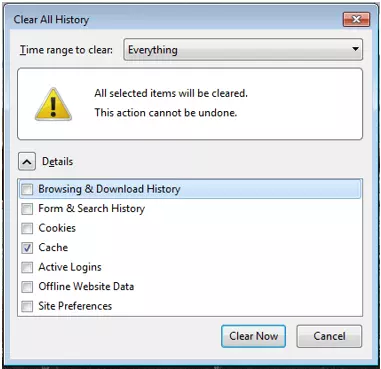 Imagen: Ventana “Limpiar historial reciente” (“Clear All History”)