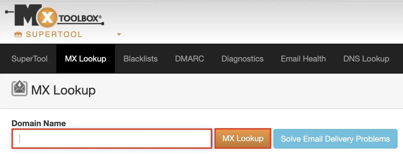 Imagen: Captura de pantalla de la herramienta MX Lookup de MXToolbox