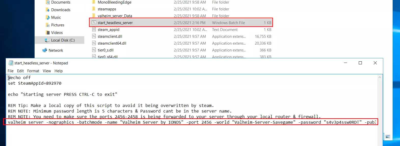 Imagen: Archivo “start_headless_server” en el directorio del servidor dedicado de Valheim