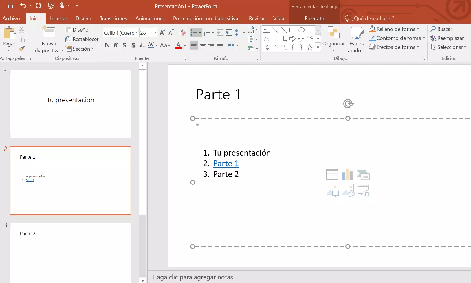 Imagen: Vincular la tabla de contenido de PowerPoint: hipervínculo estándar