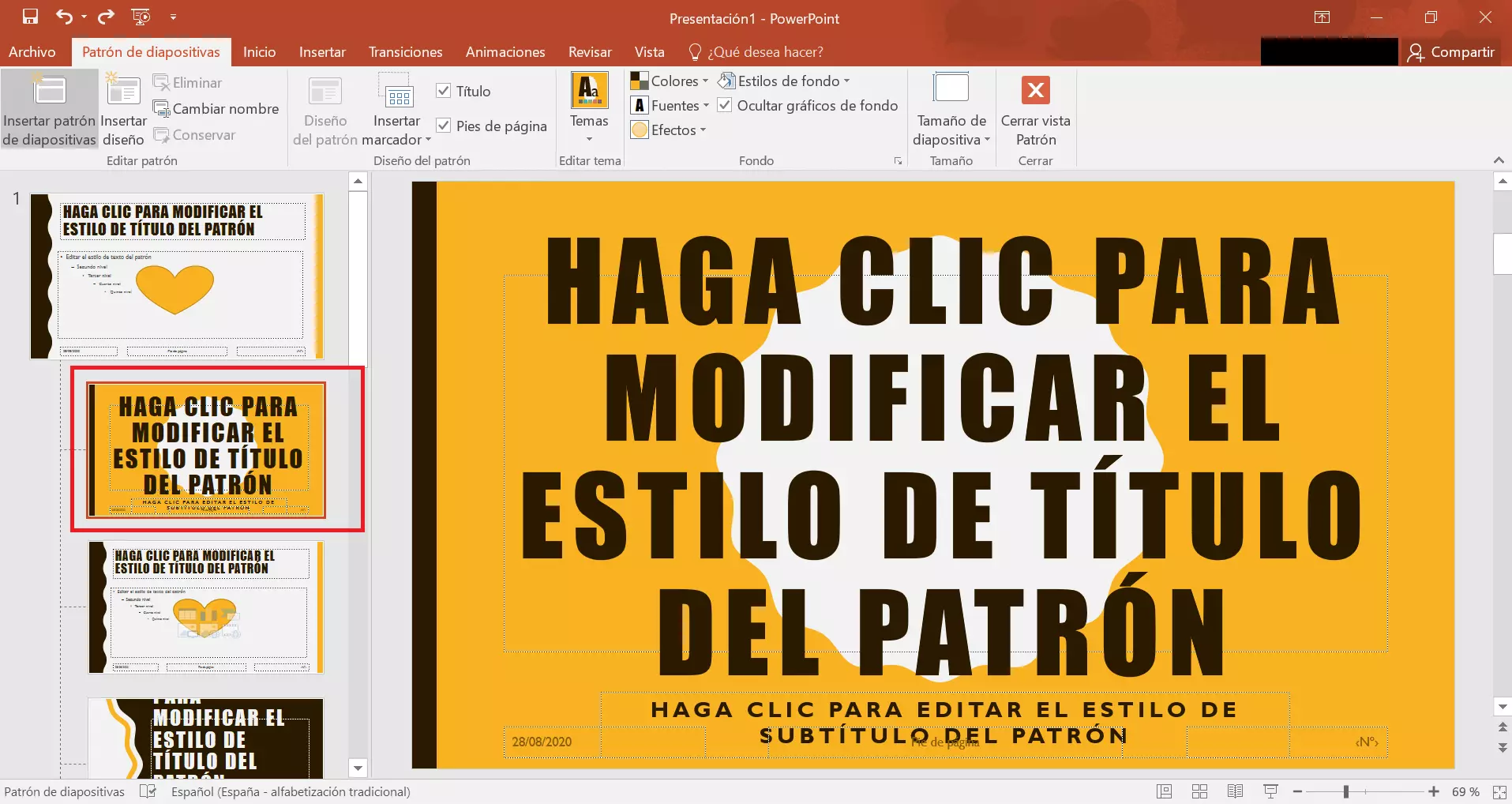 Imagen: Editar los diferentes diseños de diapositivas para PowerPoint 2019