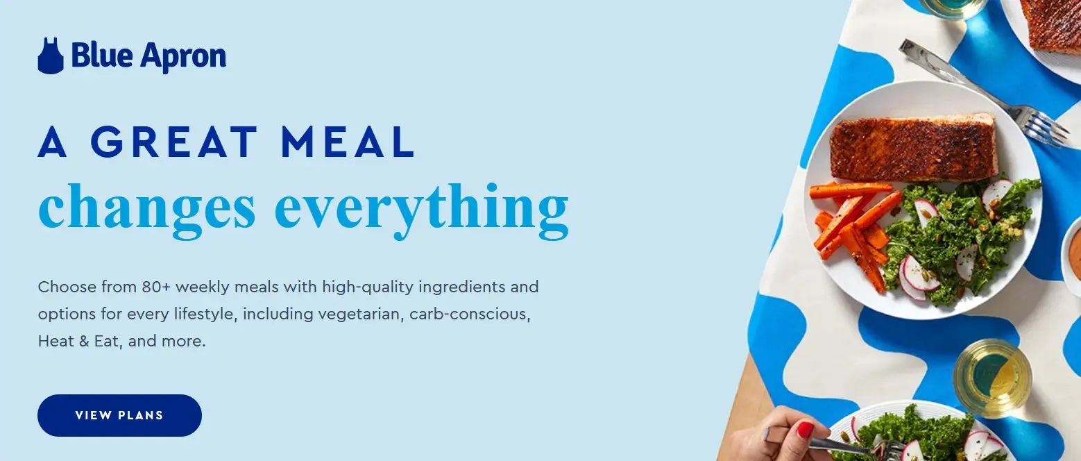 Landing page de Blue Apron Imagen: Landing page de Blue Apron