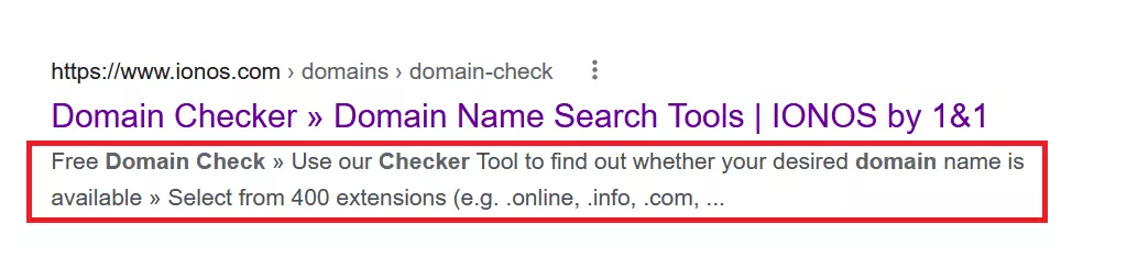 Imagen: Ejemplo de una meta description en Google (Desktop)