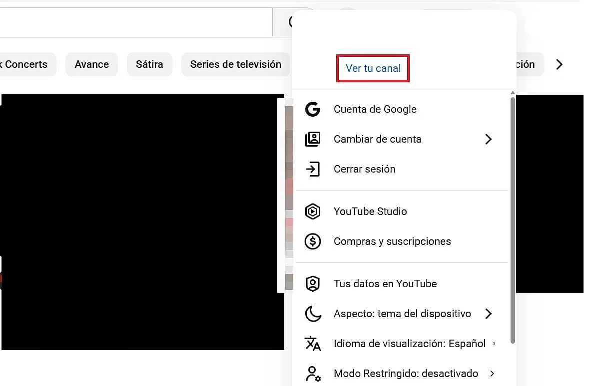 Botón “Ver tu canal” en los ajustes de YouTube Imagen: Botón “Ver tu canal” en los ajustes de YouTube