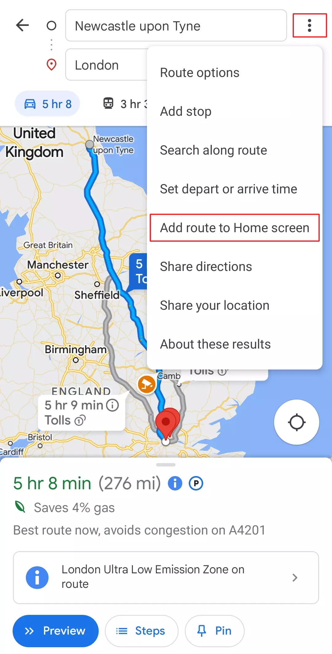 Captura de pantalla de las funciones de la aplicación Google Maps Captura de pantalla de las funciones de la aplicación Google Maps