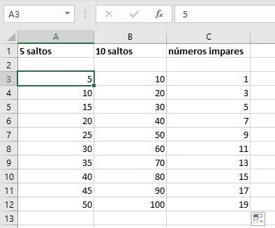Imagen: Numeración con diferentes intervalos de aumento