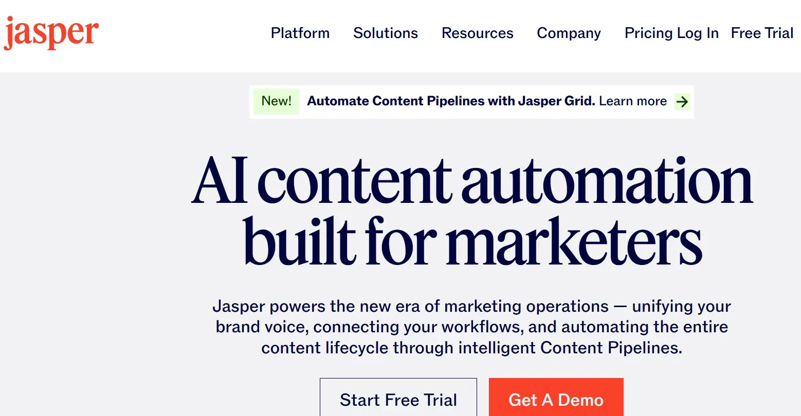 Imagen: Página de inicio de Jasper AI