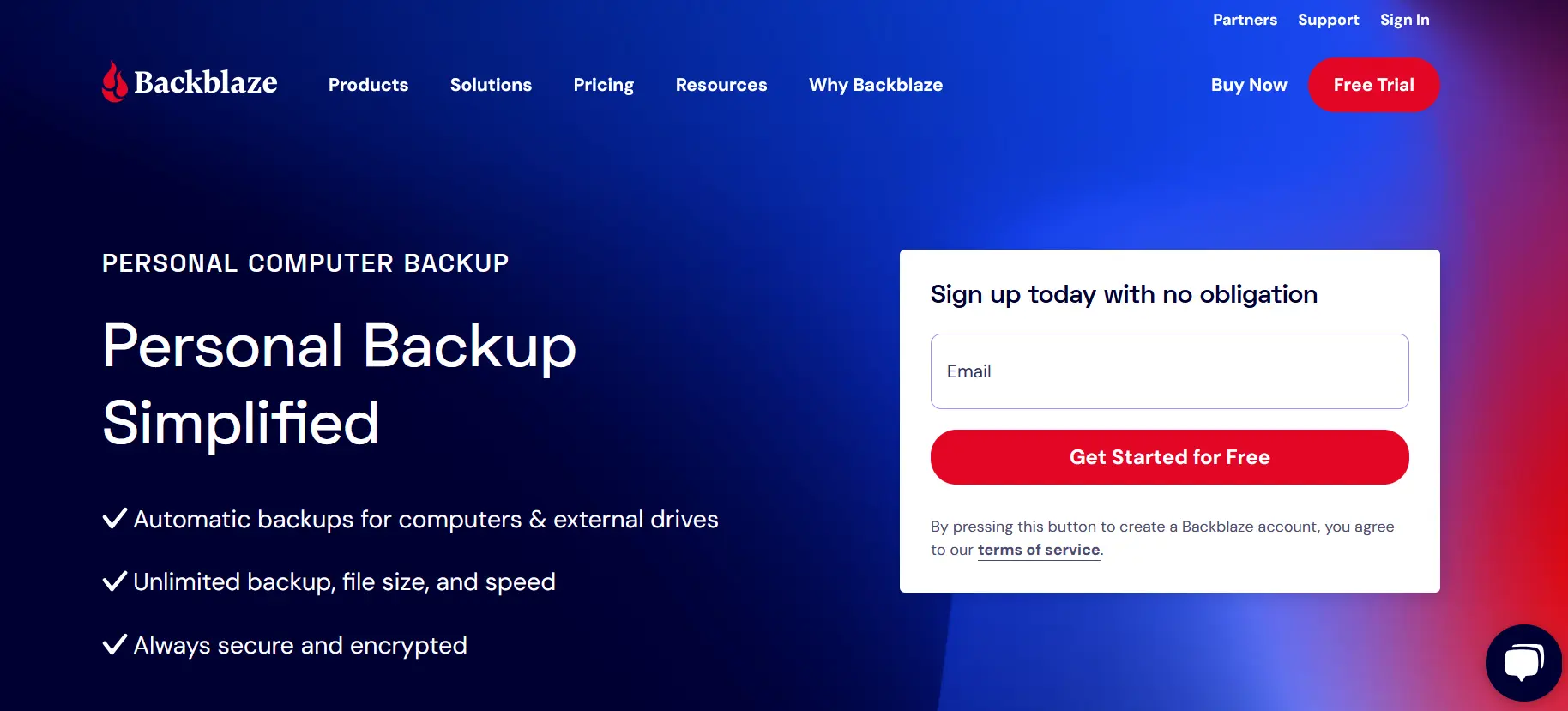 Captura de pantalla de la página oficial de Backblaze Imagen: Captura de pantalla de la página oficial de Backblaze