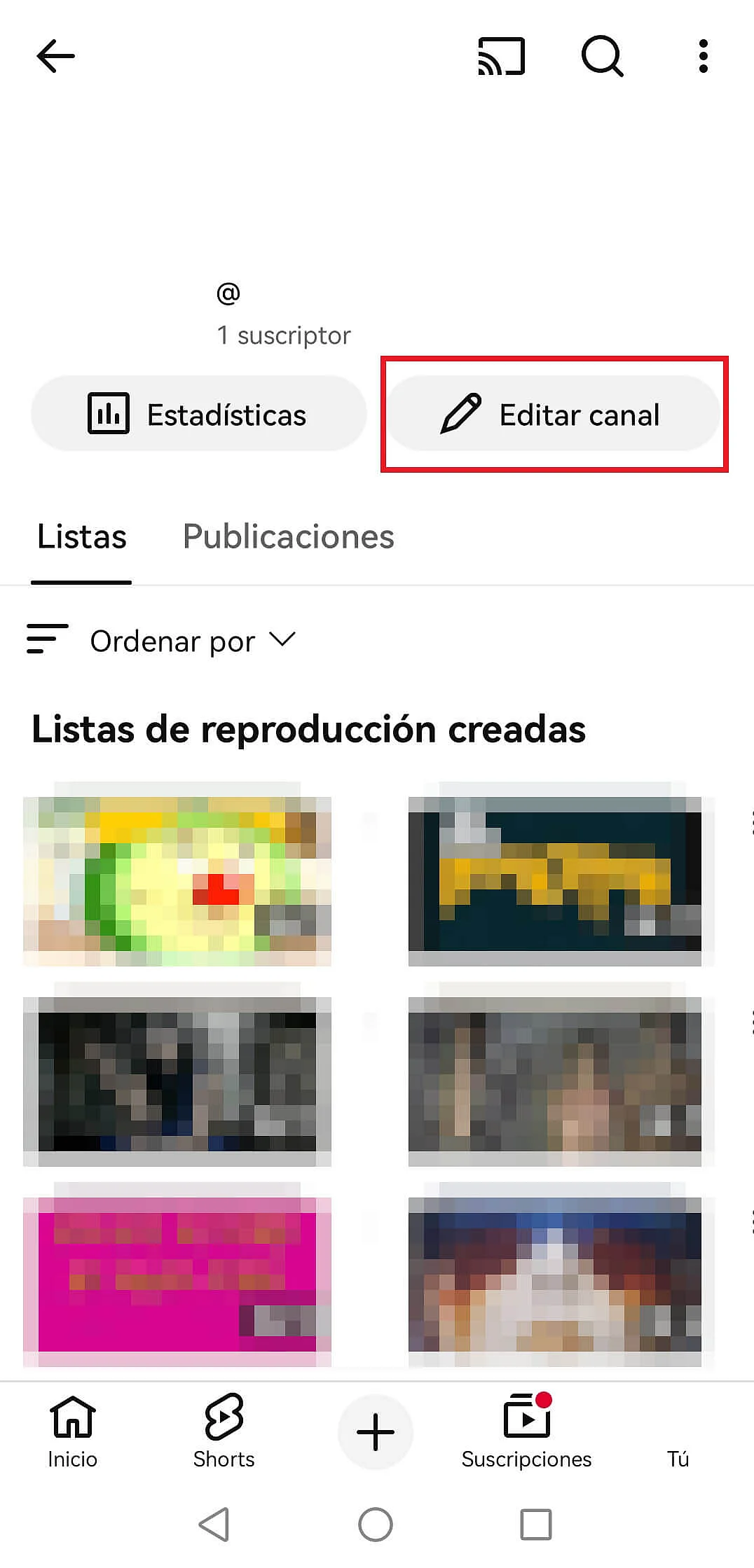 App de YouTube: botón “Editar canal” Imagen: App de YouTube: botón “Editar canal”
