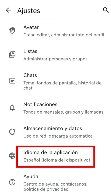 Imagen: Ajuste de WhatsApp en la app