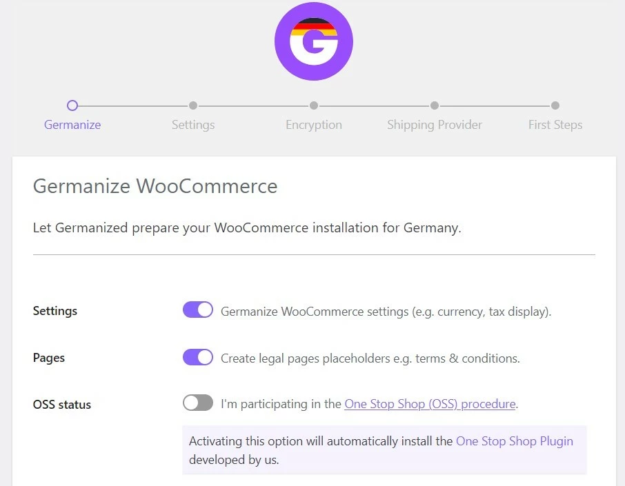 Asistente de configuración de Germanized Imagen: Asistente de configuración de Germanized