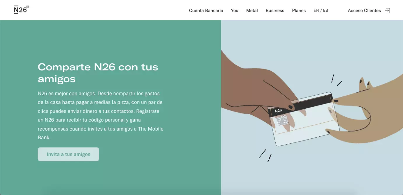 Imagen: Ejemplo de marketing de recomendación: N26