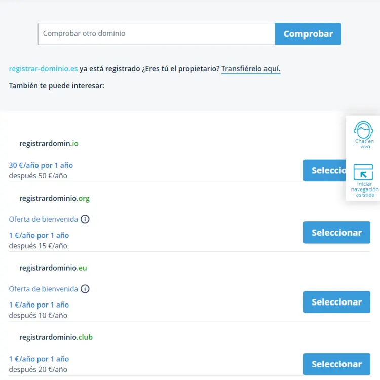 Comprobar dominio con IONOS: alternativas al dominio introducido para la comprobación Comprobar dominio con IONOS: alternativas al dominio introducido para la comprobación