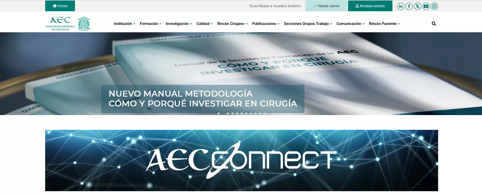 Imagen: Captura de pantalla de la página web de la Asociación de Cirujanos de España.
