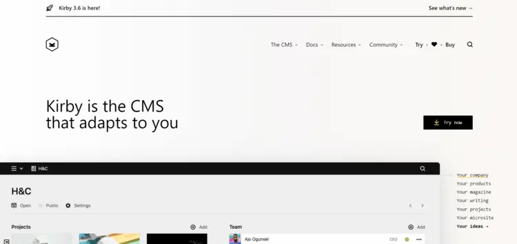 Página de inicio del proyecto Kirby Página de inicio del proyecto Kirby