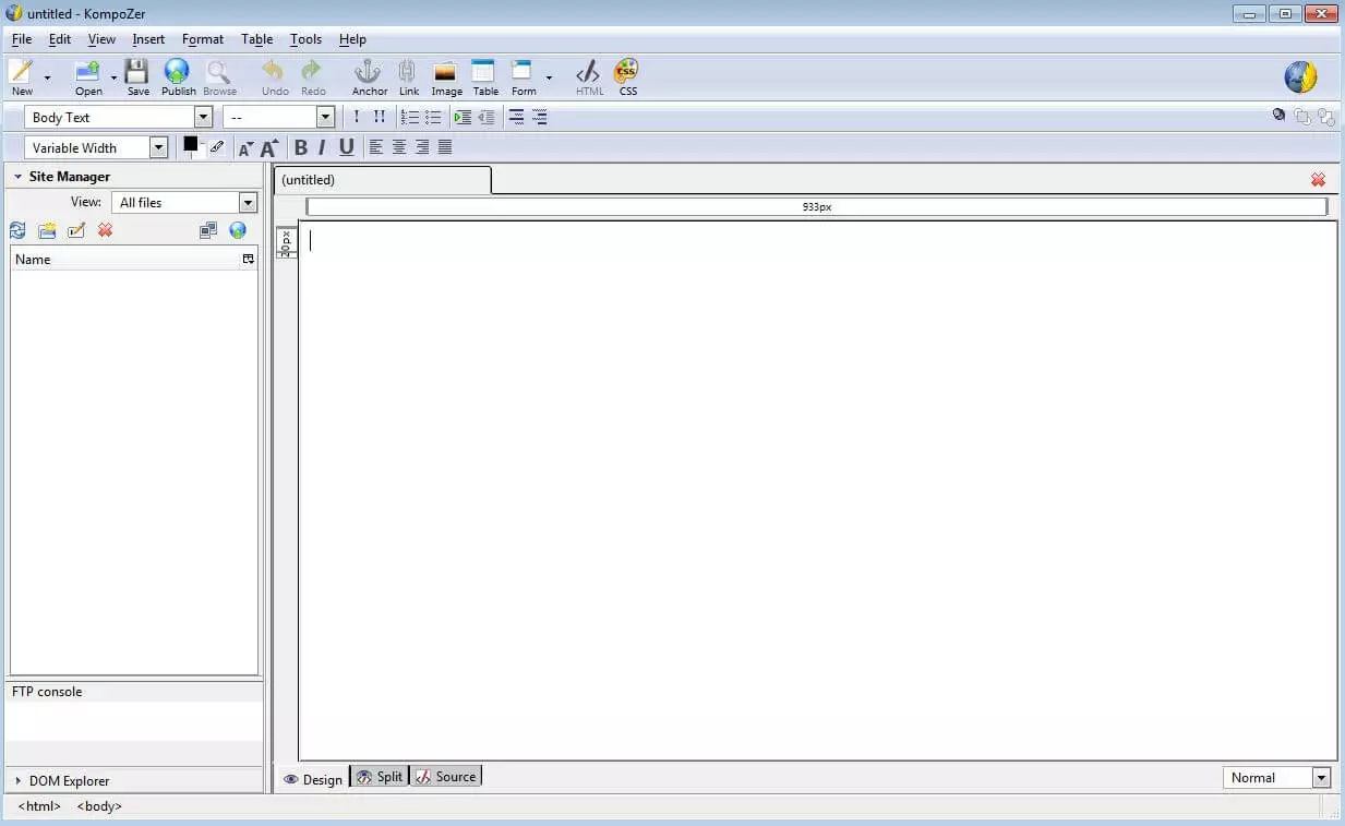 Imagen: Captura de pantalla de la interfaz de KompoZer
