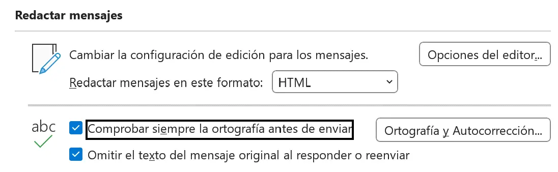 Comprobar siempre la ortografía antes de enviar un correo en Outlook Imagen: Comprobar siempre la ortografía antes de enviar un correo en Outlook