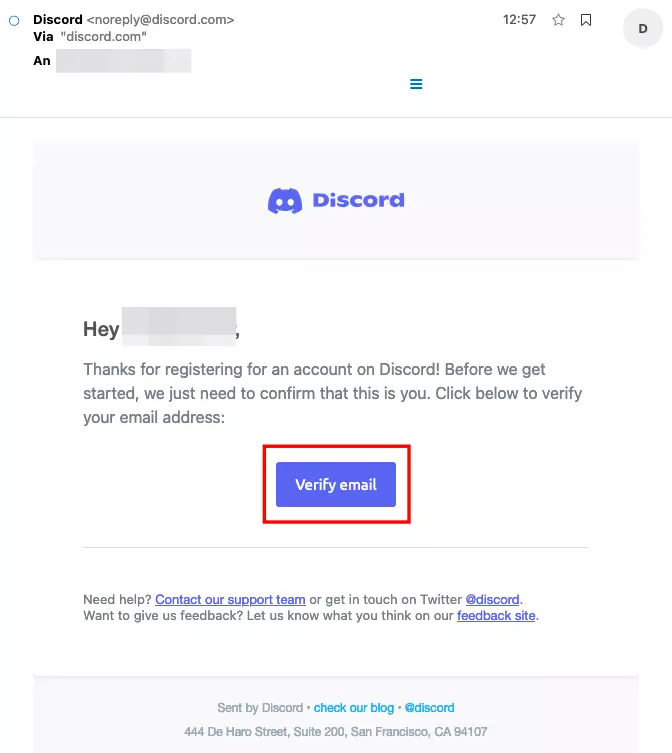 Verificación de tu email para Discord