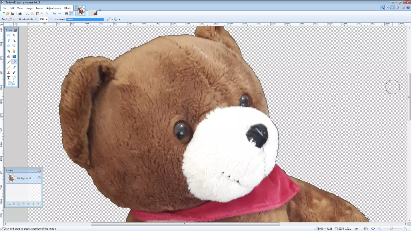 Paint.NET: ejemplo de una foto en la que se ha eliminado el fondo