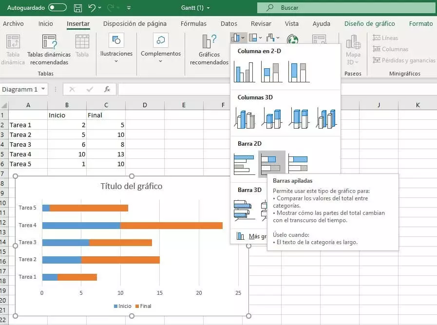 Gráfico de barras en Excel