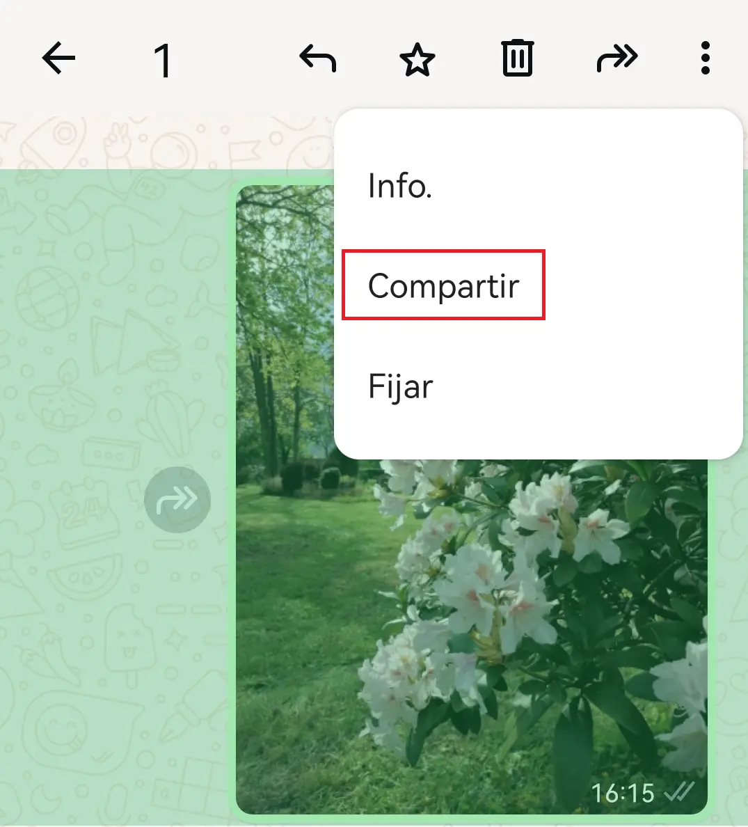 Imagen: Captura de pantalla de Android con la opción “Compartir”