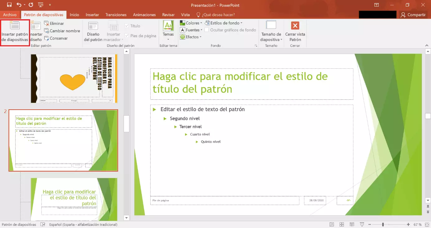 Imagen: Cómo crear un segundo patrón de diapositivas en PowerPoint 2019