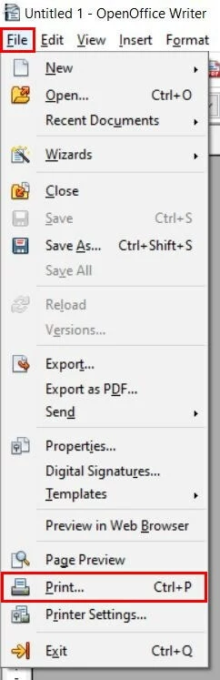 Imagen: OpenOffice Writer: imprimir