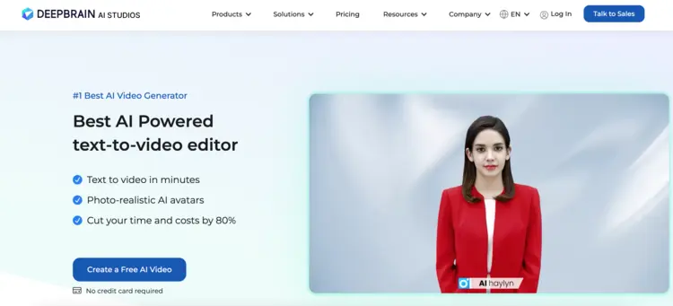 Captura de pantalla de la página web de Deepbrain AI Captura de pantalla de la página web de Deepbrain AI