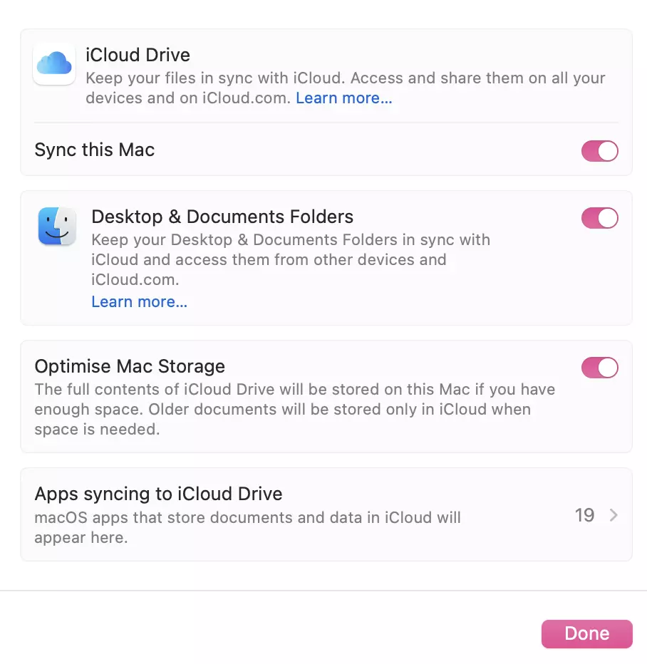 Interfaz de iCloud Drive en Mac Interfaz de iCloud Drive en Mac