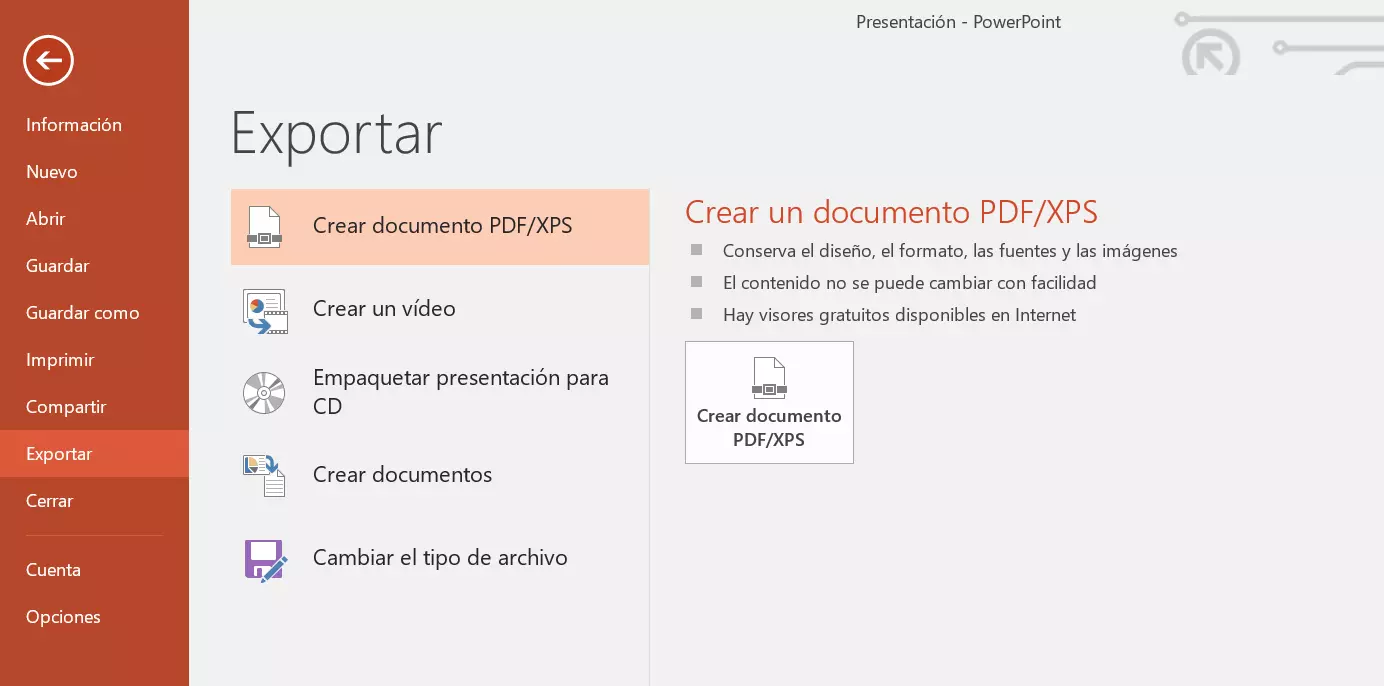 Imagen: Guardar PowerPoint en PDF: tercer paso